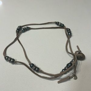 Black pearl and leather necklace and/ or bracelet